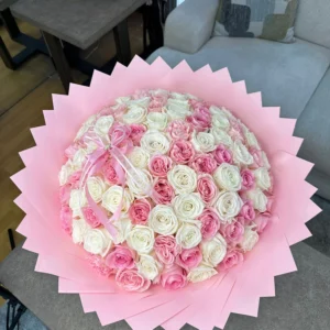 100 Pink & White Roses