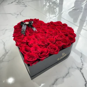75 Roses Heart Shape Box